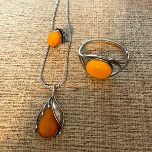 Amber Jewelry, Necklace, Bracelet, Ring. Sterling Silver